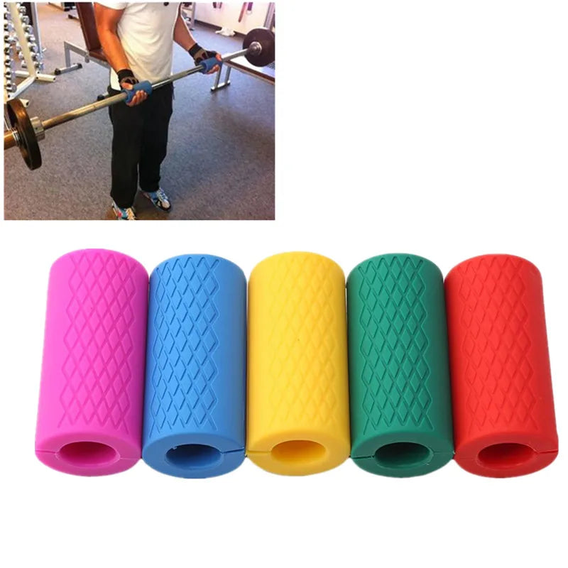 1 Pair Barbell Dumbbell Grips Thick Bar Handles Silicone Anti-slip Pad Thick Bar Handles Pull Up Weightlifting Fat Grip